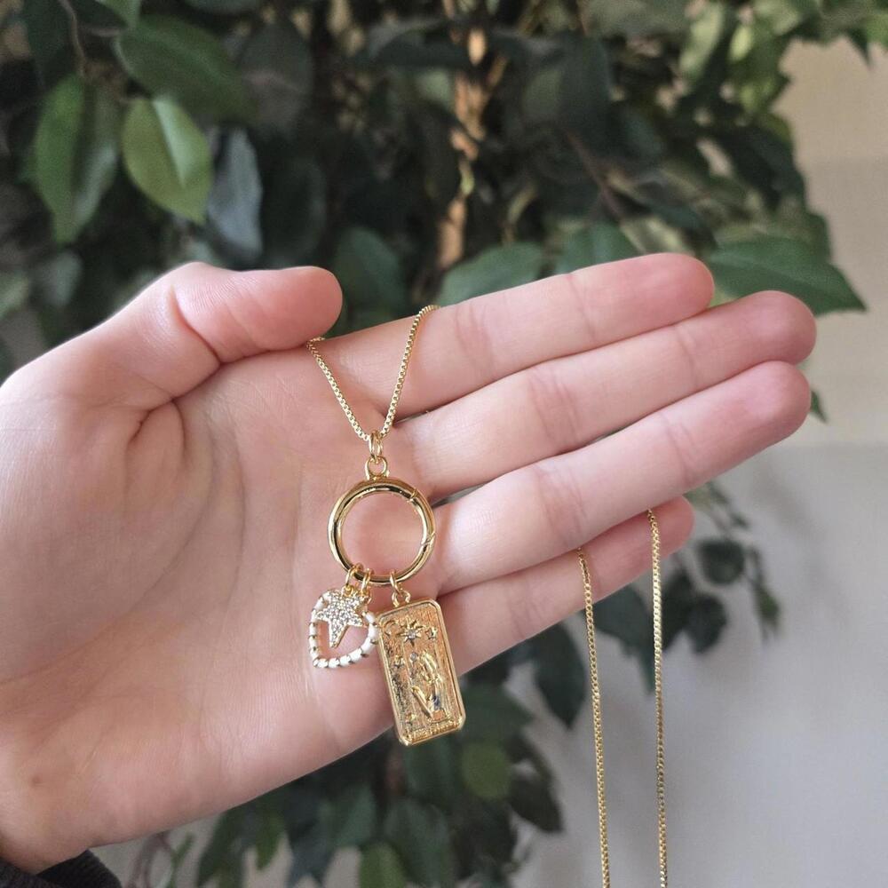 18k Gold Carabiner Charm Necklace